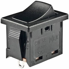 CWSA12AANS, ROCKER; SPST NC + NO; Pos: 2; ON-OFF; 6A/250VAC; black; none; CW