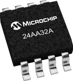 24AA32A-I/SN, EEPROM, AEC-Q100, 32 Кбит, 4К x 8бит, Serial I2C (2-Wire), 400 кГц, SOIC, 8 вывод(-ов)
