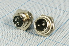 Разъем микрофонный MIC12 вилка, контакты 2P, монтаж на блок, М12, N12-2(R)