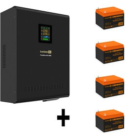 EX296632RUS, Комплект ИБП EX296003RUS + батарея 26Aч EX285663RUS 4шт (инвертор, синус, для котла, настенный) ExeGate FineSine SX-3000.LCD.AV