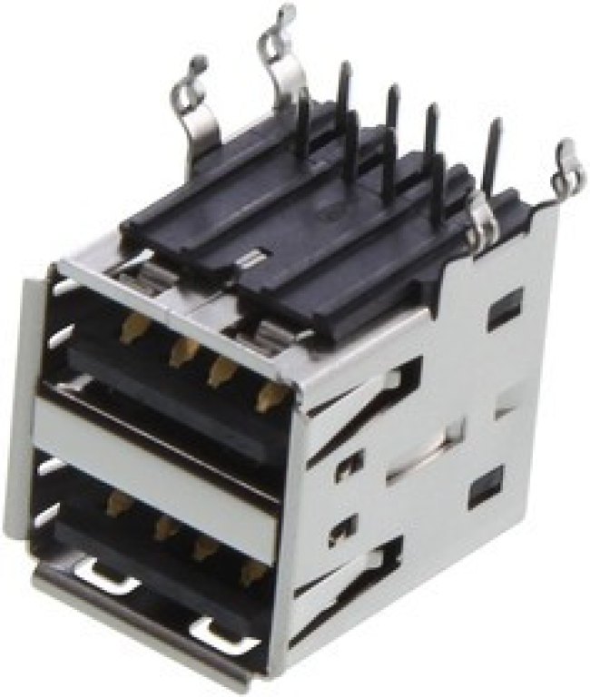 UE27-AS54-130, STACKED USB CONN, 2.0 TYPE A, R/A, 8POS UE27-AS54-130, STACKED USB CONN, 2.0 TYPE A, R/A, 8POS