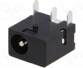 FC68145, Гнездо, питания DC, "папа", 3,5/1,3мм, THT, 1А, 12ВDC, угловой 90°