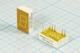 Светодиодный дисплей желтый, 7 сегментов, 1 разряд, высота 10 мм, 835 мкд, HP5082-7661; №5235 Y СД д