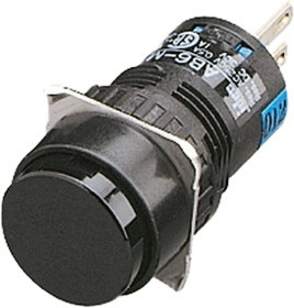 AB6M-M1P-B, Push Button Switch, Momentary, Panel Mount, 16.2mm Cutout, SPDT, 250V ac/dc, IP65