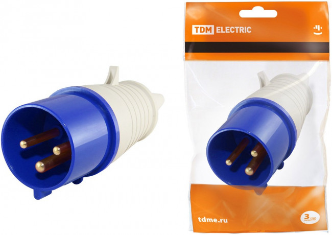 SQ0601-0004, Вилка на кабель 32А 220В 2P+PE SQ0601-0004, Вилка на кабель 32А 220В 2P+PE