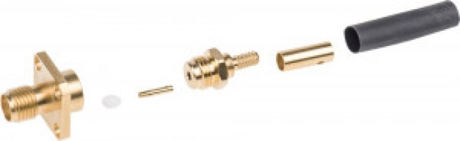 R125272000W, RF Connectors / Coaxial Connectors SMA / STRAIGHT SQUARE FLANGE JACK CRIMP AND SOLDER TYPE - CABLE 2.6/50 S