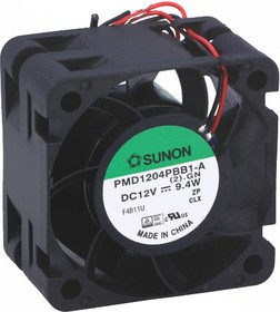 PMD1204PBB1A, Вентилятор осевой, 12В DC, 40x40x24мм, подшипник качения, 39,92куб.м/ч, 55дБА, 28AWG