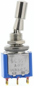 5636ADBK2V, Toggle Switch, Panel Mount, On-On, SPDT, Solder Lug Terminal, 30V dc