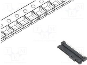 MX-47018-4001, Разъем SATA 22 контакта шаг 1.27мм угловой 22 провода 1 порт для поверхностного монтажа лента на катушке MX-47018-4001, Разъем SATA 22 контакта шаг 1.27мм угловой 22 провода 1 порт для поверхностного монтажа лента на катушке