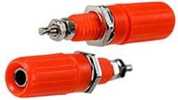 1-654, гнездо банан 45мм пластик на корпус красный (BP-119)