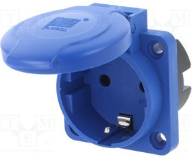 PD.3153S, Разъем: питания AC, гнездо, 2P+PE, 250ВAC, 16А, синий, PIN: 3, IP54