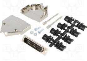 DTPK-M-25-DBP-K, Разъем D-Sub; PIN: 25; вилка; "папа"; пайка; на провод; черный