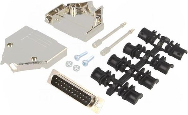 DTPK-M-25-DBP-K, Разъем D-Sub; PIN: 25; вилка; "папа"; пайка; на провод; черный