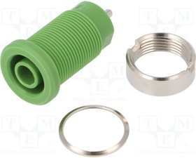 SEB8632NI-GN, Гнездо, "банан" 4мм, 24А, зеленый, никелированные, 34мм