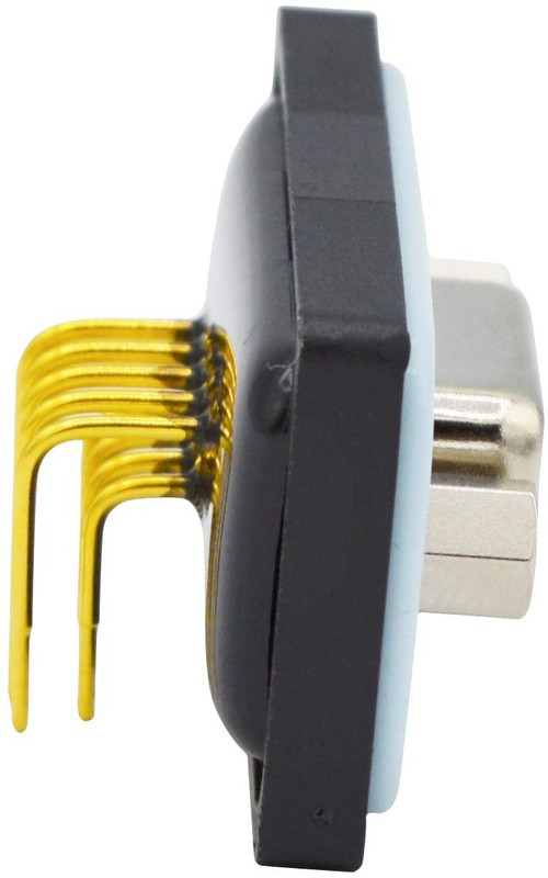 SDF-R09-213L011, SDF 9 Way Right Angle D-sub Connector Socket, 2.74mm Pitch, with 4-40 Screw Locks, Threaded Inserts