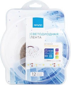 03BL (3528-60LED-IP20-WW), Лента светодиодная, теплый белый, 12В, 4.8Вт/м, 60SMD(3528)/м, 280Лм/м,IP20, 8мм, цена за катушку 5м