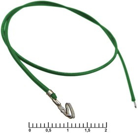 HU 2,54 mm AWG26 0,3m green, Разъём питания низковольтный HU шаг 2,54 мм AWG26 0,3m зелёный, 1 контакт