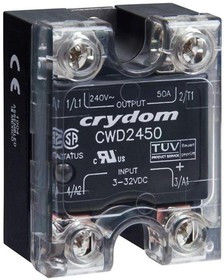 CWU2450, Solid State Relays - Industrial Mount PM IP20 SSR 280Vac/ 50A,Univ input,ZC