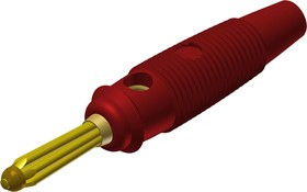 930727701, Red Male Banana Plug, 4 mm Connector, Solder Termination, 30A, 30 V ac, 60V dc, Gold