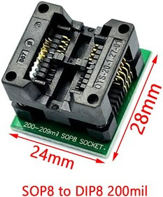 SOP8 (200 mil) to DIP8 (2.54mm) плата переходная с колодкой