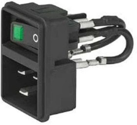 EC11.0001.301, Разъем: питания AC, гнездо, "папа", 16А, 250ВAC, IEC 60320