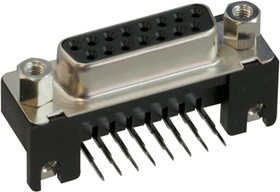 DALC-J15SAF-10L6E, 15 Way Right Angle Through Hole D-sub Connector Socket