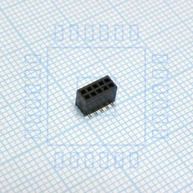 DS1065-05-2X5S8BSXB, (PBD1.27-10 2X05 SMD), Гнездо на плату 2х5 контактов, шаг 1.27мм, SMT, высота 4.40мм