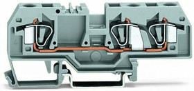 3-wire feed-through terminal, spring-clamp connection, 0.2-6.0 mm², 1 pole, 41 A, 8 kV, gray, 282-681