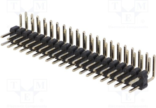 PLD2-40R (DS-1025-06 - 2x20), Вилка штыревая 2мм 2х20pin угловая