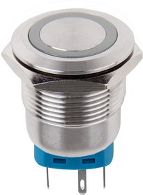 36-3513, Кнопка антивандальная ø22 12В Б/Фикс (6с) (ON)-OFF/(OFF)-ON подсв/зеленая