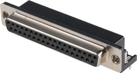 37 Way Right Angle Through Hole D-sub Connector Socket, 2.77mm Pitch, with 4-40 UNC, Threaded Insert