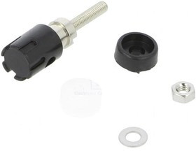 CL681561, Гнездо, "банан" 4мм, 15А, 48ВDC, черный, никелированные, на панель