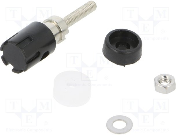 CL681561, Гнездо, "банан" 4мм, 15А, 48ВDC, черный, никелированные, на панель