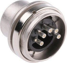 T3362010, C 091 A 5 Pole M16 Din Plug, DIN 41524, 4A, 100 V IP40, Bayonet, Male, Panel Mount
