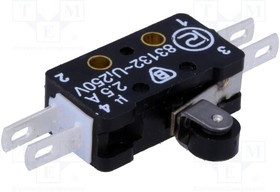 WLK-10, Микропереключатель SNAP ACTION; с рычагом (с роликом); ON-(ON)