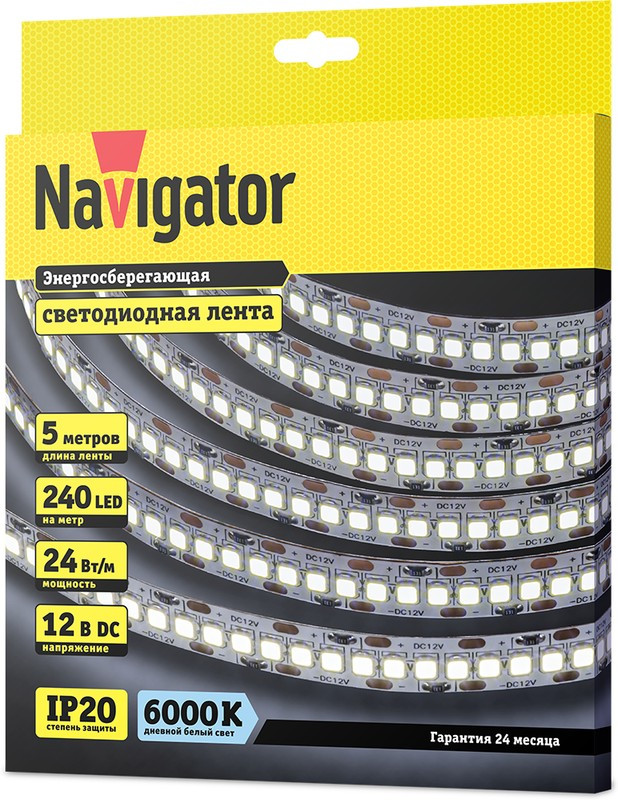 СД Лента Navigator 14 459 NLS-2835CW240-24-IP20-12V СД Лента Navigator 14 459 NLS-2835CW240-24-IP20-12V