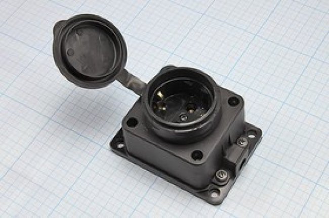 РКН16-1-01, Розетка настенная каучуковая с защитной крышкой, IP44; №11391 гн пит AC CEE7/4\\16/250\\ IP44\чер\РКН16-1-01\