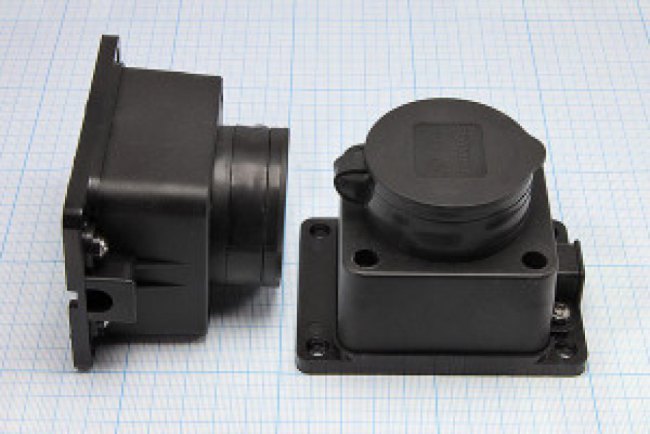 РКН16-1-01, Розетка настенная каучуковая с защитной крышкой, IP44; №11391 гн пит AC CEE7/4\\16/250\\ IP44\чер\РКН16-1-01\