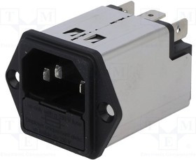 5200.0123.1, Разъем: питания AC, гнездо, "папа", 1А, 250ВAC, IEC 60320, 11мГн