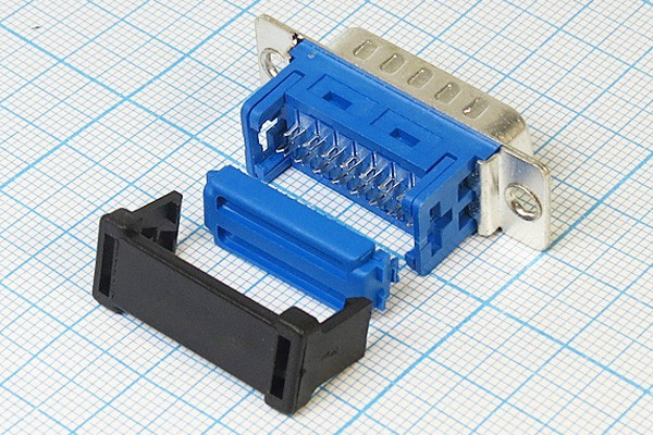 Разъем D-SUB вилка, контакты 15P, обжимной шлейф, DI-15M Разъем D-SUB вилка, контакты 15P, обжимной шлейф, DI-15M