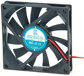 OD8015-12MB, DC Fans DC Fan, 80x80x15mm, 12VDC, 23CFM, 0.12A, 26dBA, 2500RPM, Dual Ball, 2xWire 24AWG