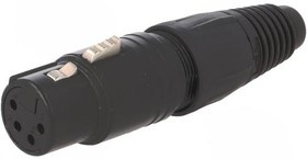 NC4FX-B, XLR Connectors 4C FEMALE BLACK GOLD CONTACTS