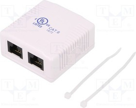 LOG-NP0072, Гнездо, RJ45, Кат: 6, не экранированный,двойное, Конф: 8p8c, прямой