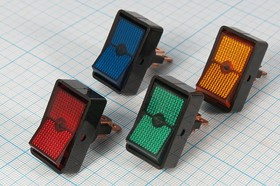 Переключатель клавишный, контакты 3T, 20А, 12В, ON-OFF, d12/34x19,5, подсветка ILкрасная, ASW-11D