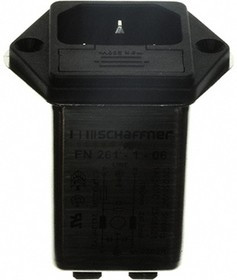 FN261-1-06, 1A, 250 V ac Male Panel Mount IEC Filter FN261-1-06, Faston None Fuse