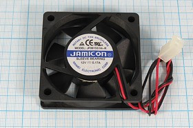 Вентилятор 60x60x15, напряжение 12В, ток 0,17А, выводы 2L, подшипник скольжения, JF0615S1H-R JAMICO