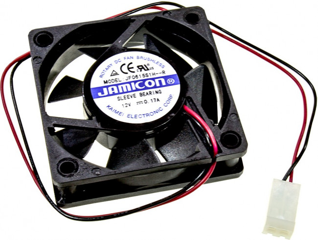 Вентилятор 60x60x15, напряжение 12В, ток 0,17А, выводы 2L, подшипник скольжения, JF0615S1H-R JAMICO Вентилятор 60x60x15, напряжение 12В, ток 0,17А, выводы 2L, подшипник скольжения, JF0615S1H-R JAMICO