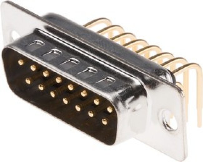 15 Way Right Angle Through Hole D-sub Connector Plug, 2.77mm Pitch