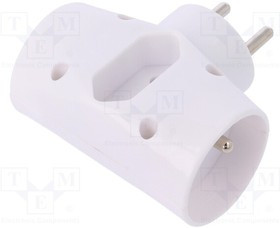 W-01142, Разъем: питания AC; разветвитель; Конф: 2P; белый; 230ВAC; 2,5А