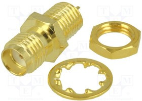 SMA-03/G, Гнездо, SMA, "мама", прямой, пайка, на панель, скрученный, позолота